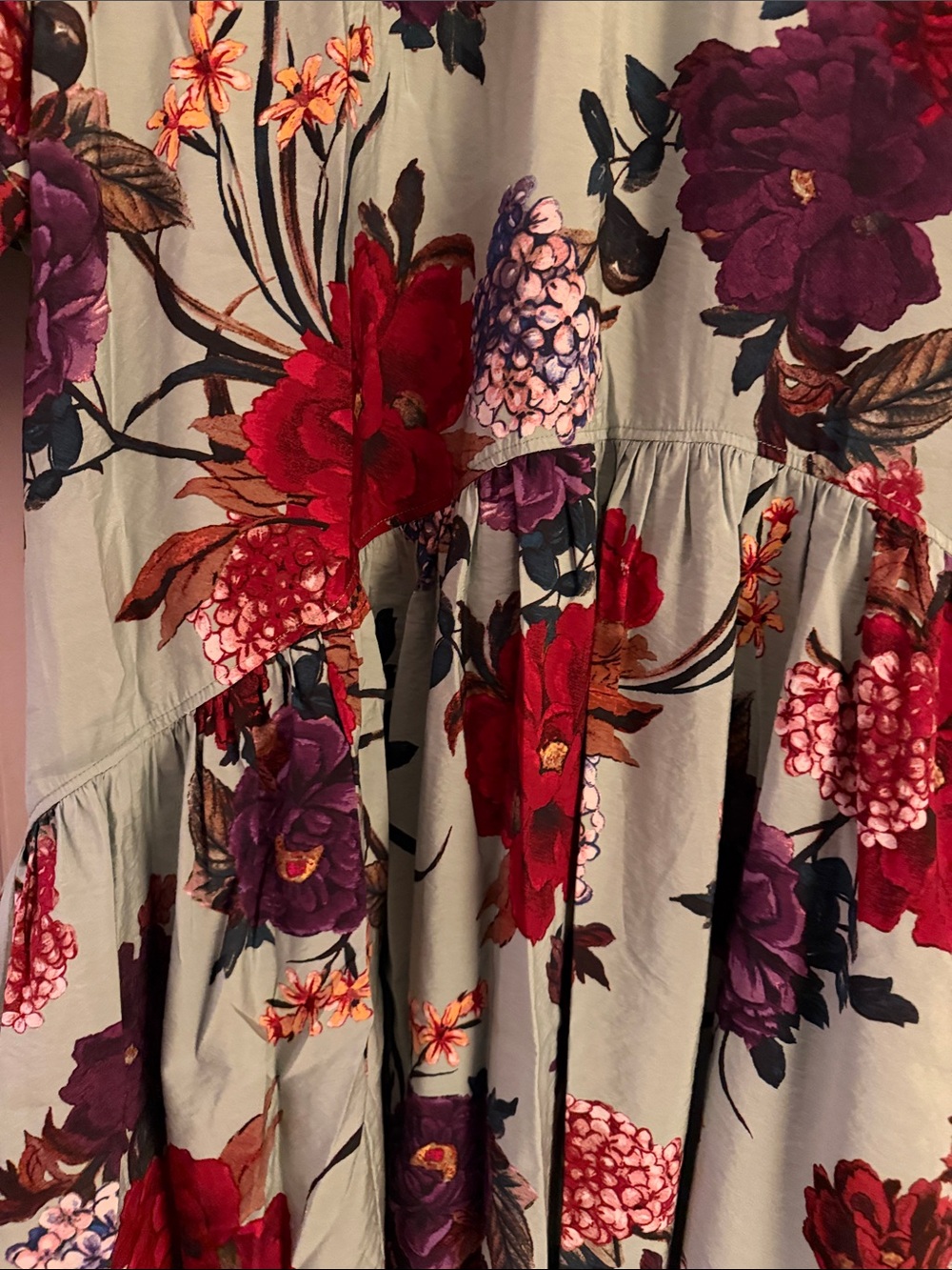 H&M Floral Maxi Dress in Mint with Red & Purple Blooms - Picture 4 of 4
